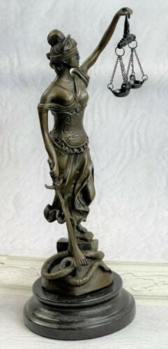 Hot Cast Signed Mayer Blind Justice Lawyer Office Nude Bronze Sculpture