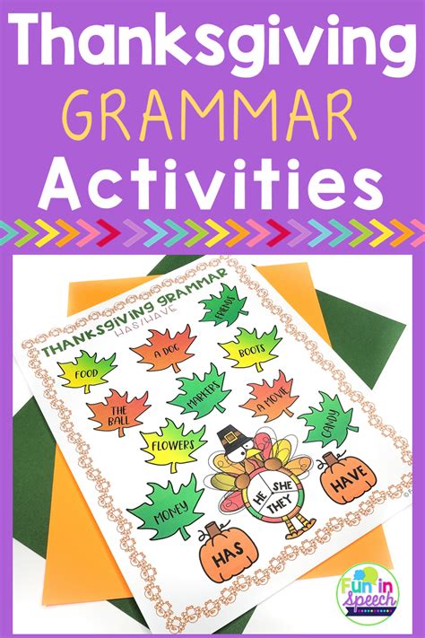 Thanksgiving Grammar Activities Thanksgiving Grammar Activities Grammar Activities