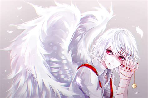 White Haired Man With Wings Anime Character Wall Paper Tokyo Ghoul Suzuya Juuzou Wings White