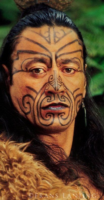 Maori Man In Kiwi Cloak With Facial Tatoos Rotorua NEW ZEALAND Maori Face Tattoo