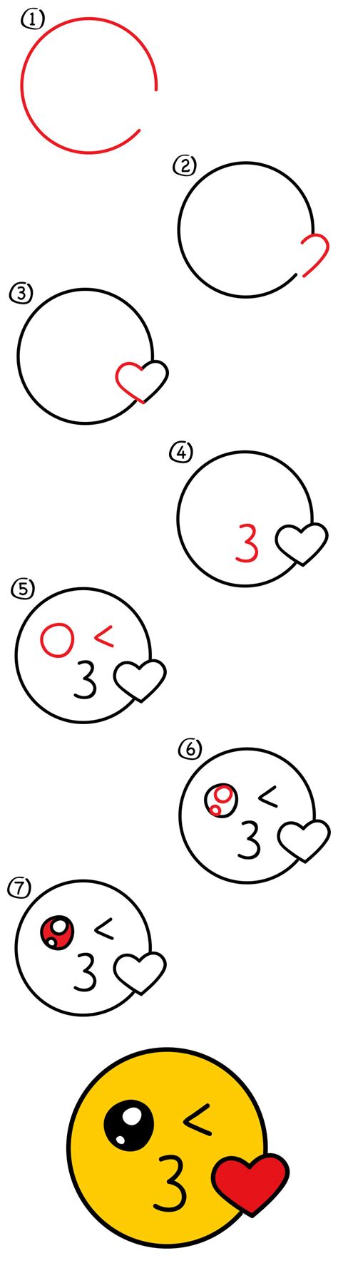 How To Draw The Kissing Emoji Art For Kids Hub