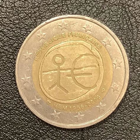 Seltene 2 Euro Münze Mit Strichmännchen Uem 1999 2009 Frankreich