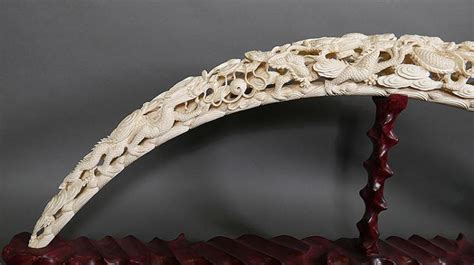 Vintage Carved Chinese Openwork Ivory Tusk Dragons