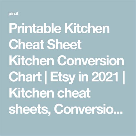 Printable Kitchen Cheat Sheet Kitchen Conversion Chart Etsy In