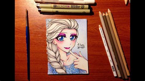 Manga Drawing Elsa From Frozen Watercolor And Colored