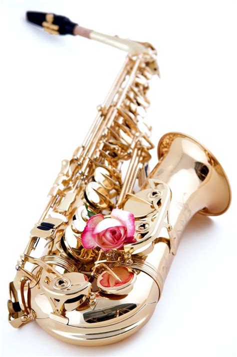 Gold Saxophone Pink Rose Stock Photo Image Of Metal Saxes 6725748