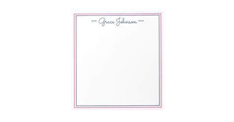 Classic Preppy Personalized Notepad Navy And Pink Zazzle