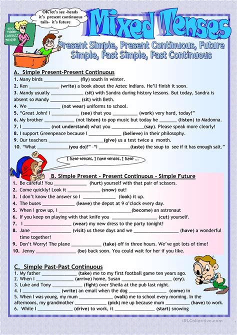 Mixed tenses- Revision worksheet - Free ESL printable worksheets made