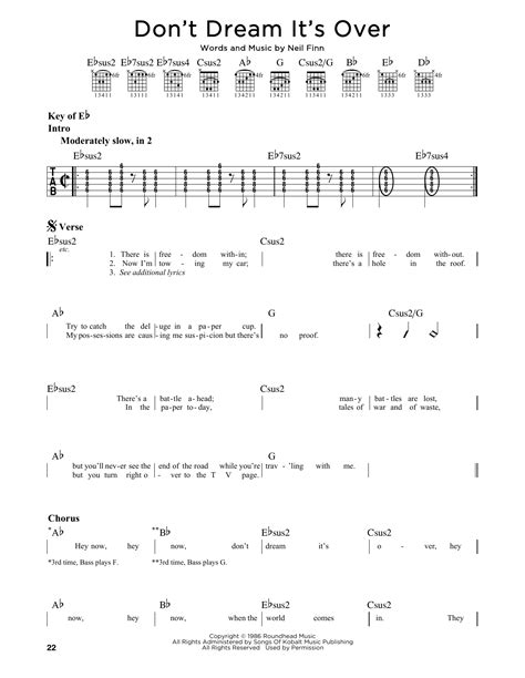 Dont Dream Its Over By Crowded House Guitar Lead Sheet Guitar