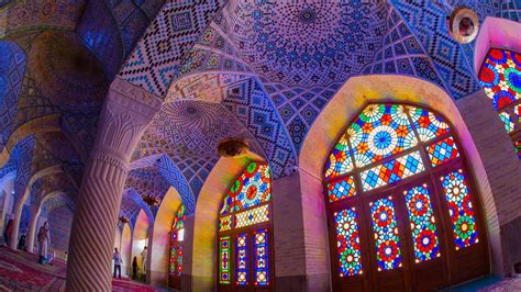 Multicolored Concrete Mosque Inside Hallway Hd Islamic Wallpapers Hd