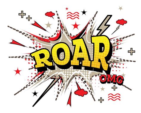 Roar Comic Text In Pop Art Style Isolated On White Background Stock