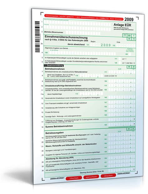 Heutzutage versenden die finanzämter die steuerformulare nicht mehr an ihre kunden. Anlage EÜR 2009 | Formular zum Download