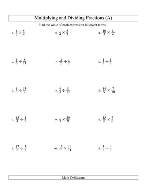 Multiply Fractions By Real Numbers Worksheet