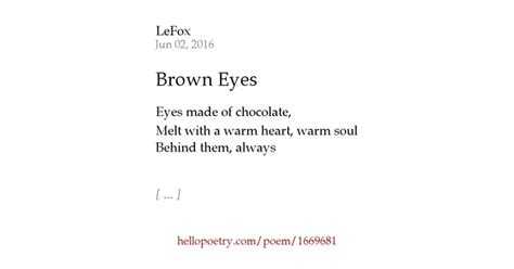 Brown Eyes By Lefox Hello Poetry