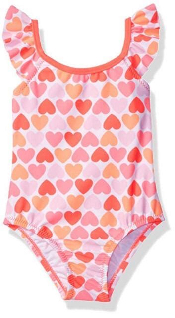 Carters Toddler Girls One Piece Heart Print Swimsuit Size 2t 3t 4t 5t