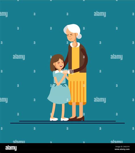 grandmother and granddaughter hugging stock vector images alamy