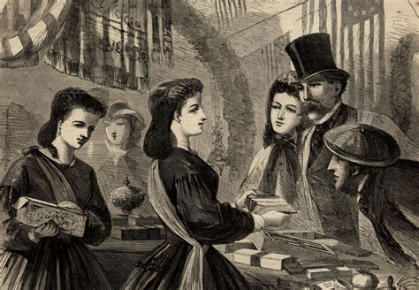 New York Sanitation Fair Hall Sales Girls 1864 Civil War Wood Engraved
