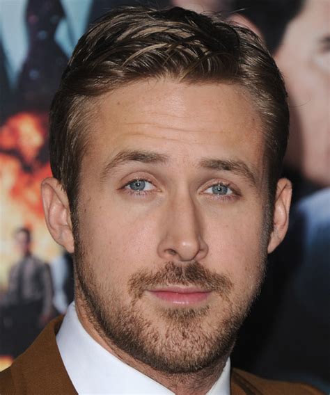 Ryan Gosling Short Straight Light Caramel Brunette Hairstyle