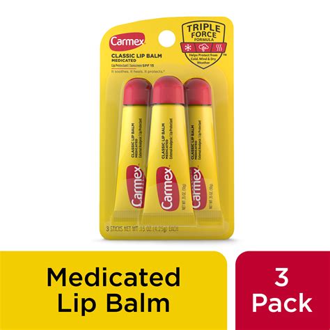 carmex medicated lip balm tubes lip moisturizer for dry chapped lips 0 35 oz 3 count