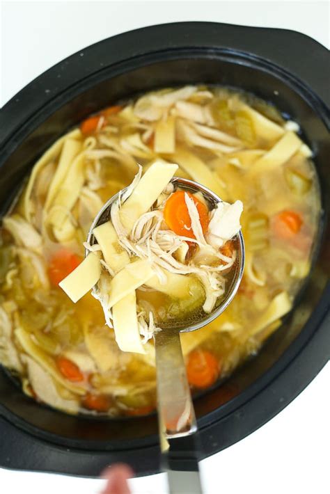 How to make chicken noodle soup in the slow cooker. Crockpot Chicken Noodle Soup Recipe - Happy Healthy Mama