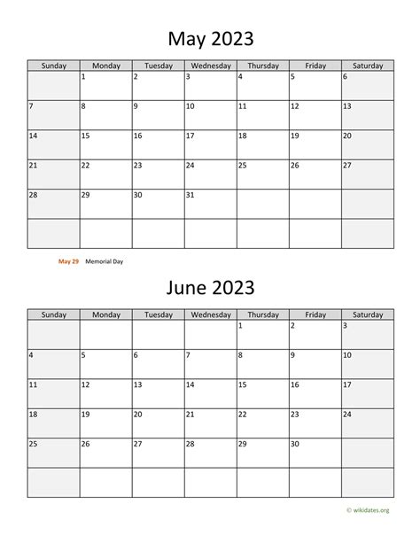 May And June 2023 Calendar