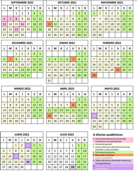 Calendario Escolar Madrid 2022 23