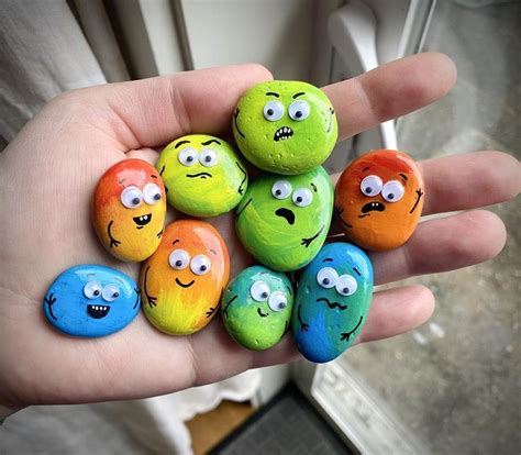 Funny Painted Rocks Set Of 9 Silly Rocks Colorful T Etsy Painted