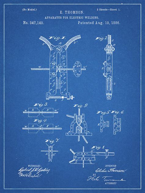 Pp428 Blueprint Electric Welding Machine 1886 Patent Poster Digital Art
