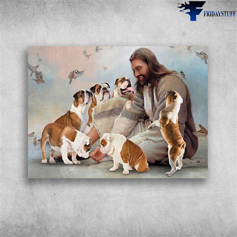 God English Bulldog Jesus Dog Lover Fridaystuff