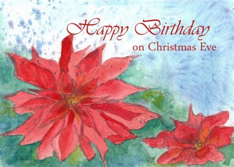 Happy Birthday Christmas Eve Red Poinsettia Flower Card Ad