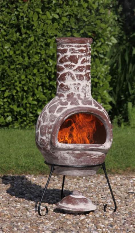 Mexican Clay Chimenea Cantera Chiminea Patio Heater Fire Bowl Outdoor