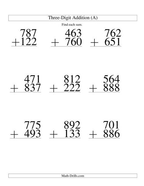 Three Digit Addition Worksheets From The Teachers Guide Ce9