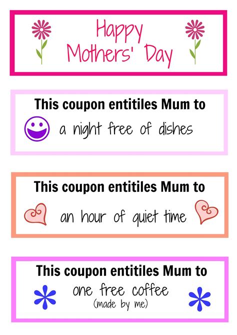 Printable Mother S Day Coupon Template Printable Templates
