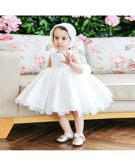 High End Puffy White Lace Flower Girl Dress Toddler Pageant Party Dress