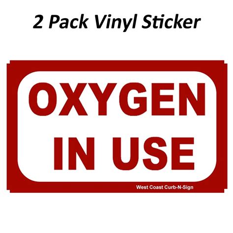 2 Pack Oxygen In Use Stickers Super Reflective Oxygen Vinyl Decal