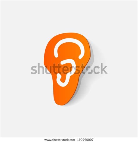 Paper Clipped Sticker Ear Isolated Illustration Stock Vector Royalty