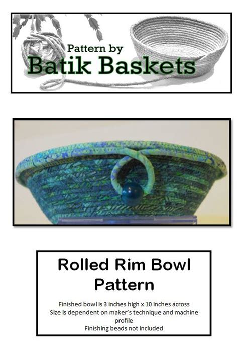 Rope Bowl Pattern Rolled Rim Bowl Pdf Clothesline Etsy Coiled