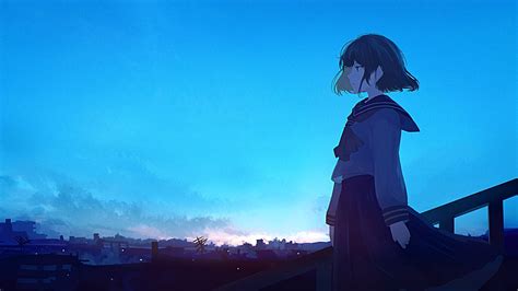 Anime Girl Looking At Sky