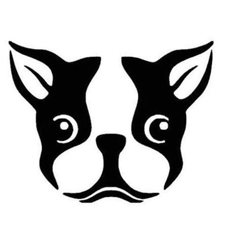 Fun Boston Terrier Dog Face Head Toliet Sticker Drawings Boston