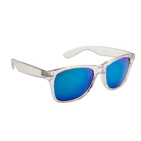 clear frame blue revo wayfarer style sunglasses