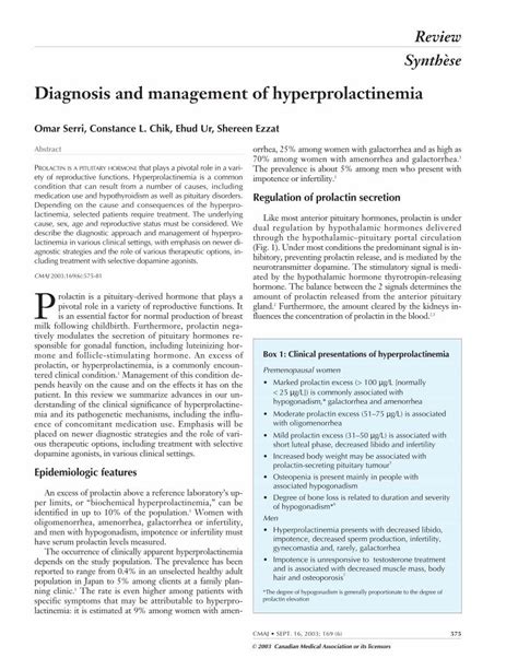 pdf diagnosis and management of hyperprolactinemia · causes of hyperprolactinemia the