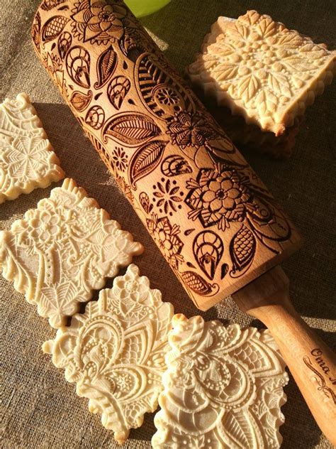 Paisley Engraved Rolling Pin Embossed Dough Roller Carved Etsy In