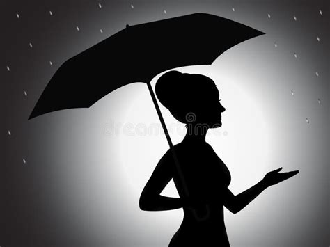 girl with umbrella silhouette stock vector illustration of weather black 36899047