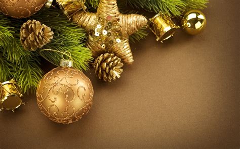 New Year Christmas Ornaments Cones Leaves Decorations Wallpapers Hd