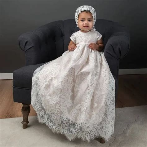 Heirloom Luxury Infant Girls Baptism Dress Christening Gown Lace Short