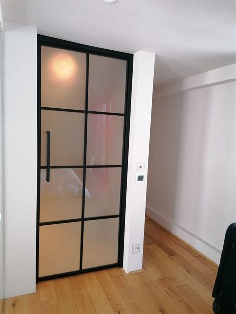 Metal Framed Door Aluminium Doors Interior Decor Black Glass