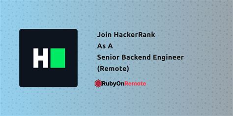 Senior Backend Engineer Remote Remote Job At Hackerrank