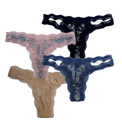 Microfiber Thong Panty With Lace Insert Pk Fem Intimates