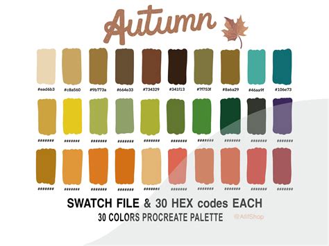 Autumn Color Palette Color Palette Seasons Ipad Procreate Etsy