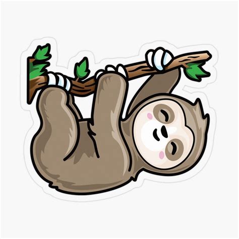 Kawaii Cute Climbing Sloth Sticker By Pablomendoza Cute Cartoon